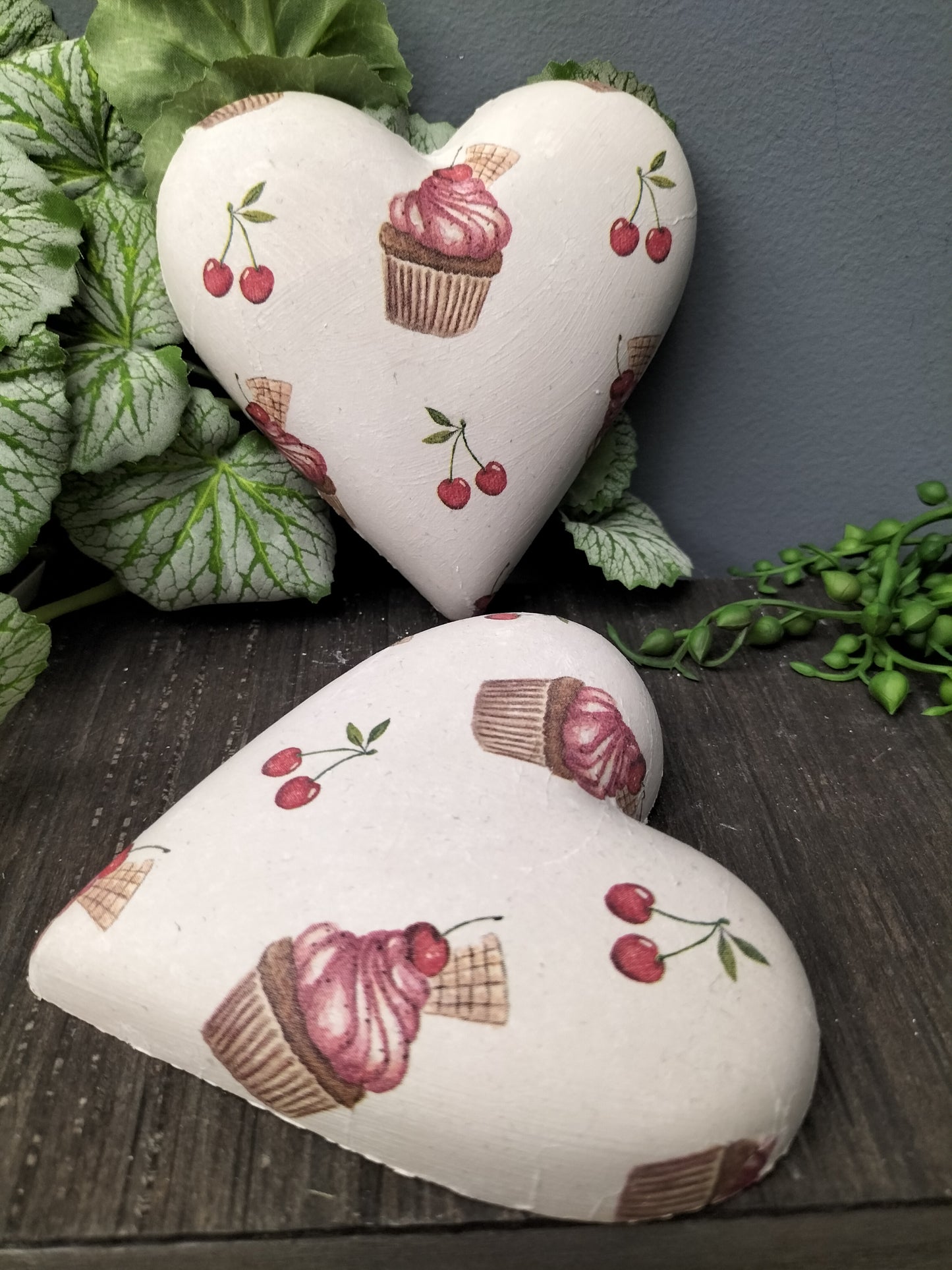 Decoupage hart - cupcakes