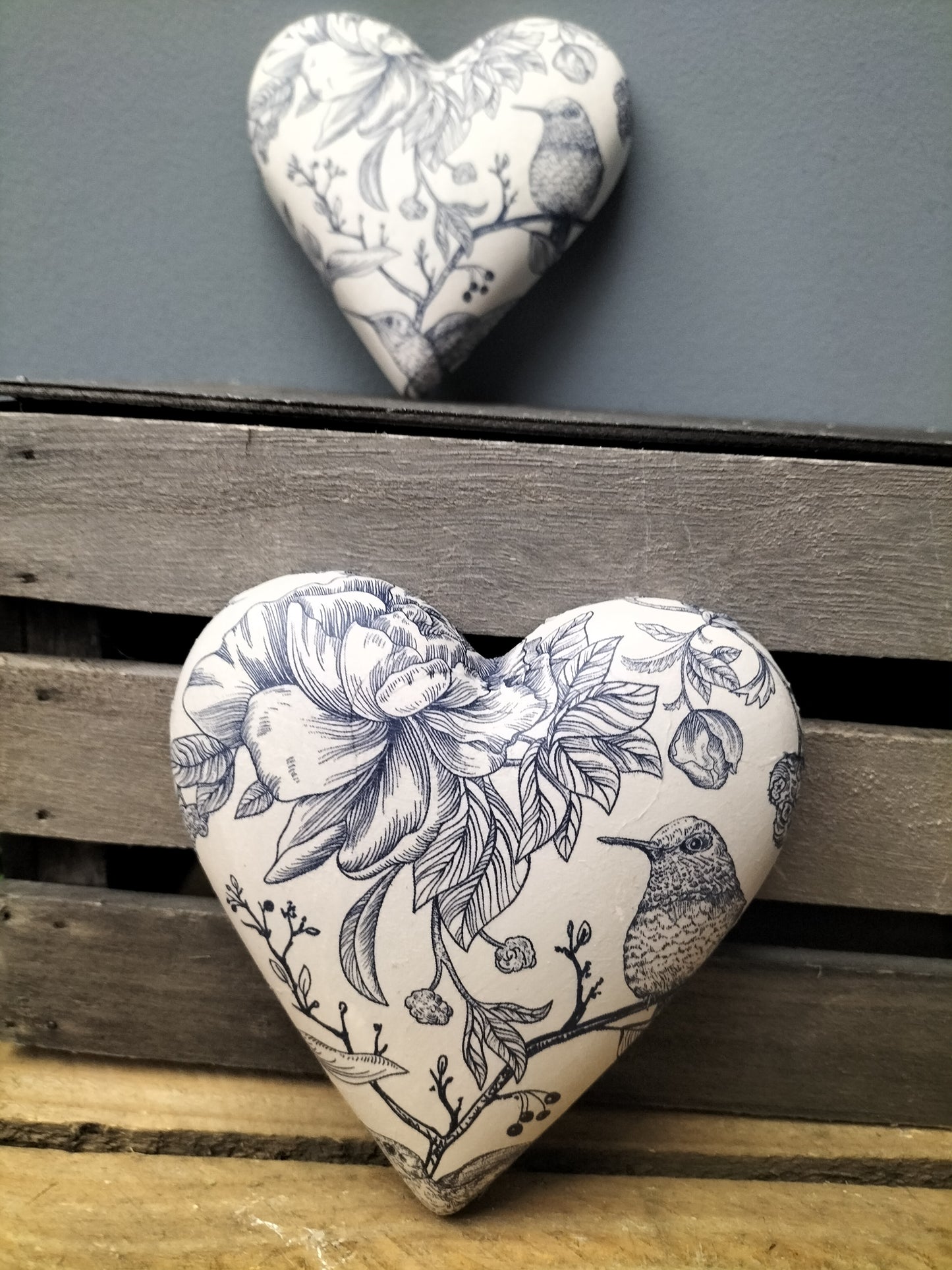 Decoupage hart - blueprint vogels
